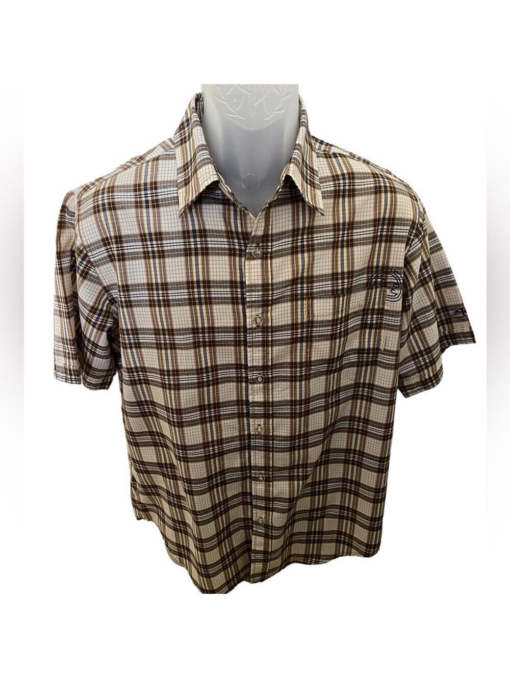 BILLABONG Brown Plaid Short Sleeve Collared Shirt Men S Small